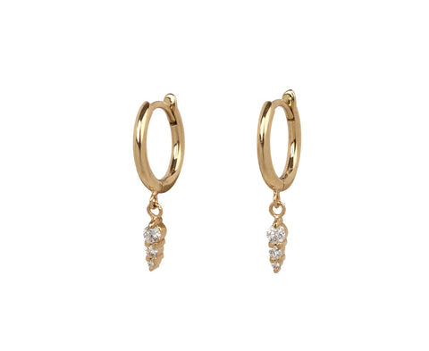 Zoë Chicco Huggie Earrings with Dangling Diamond Bar