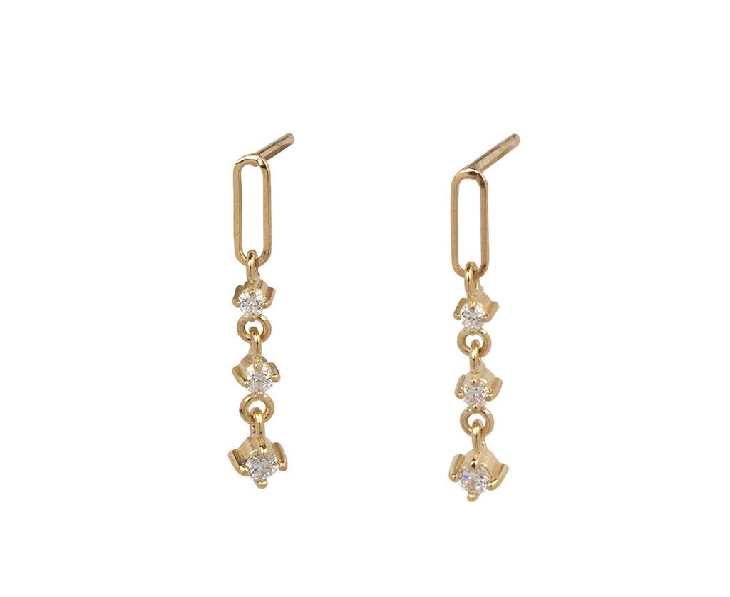 Zoë Chicco Small Paperclip Chain Link Earrings With Diamonds