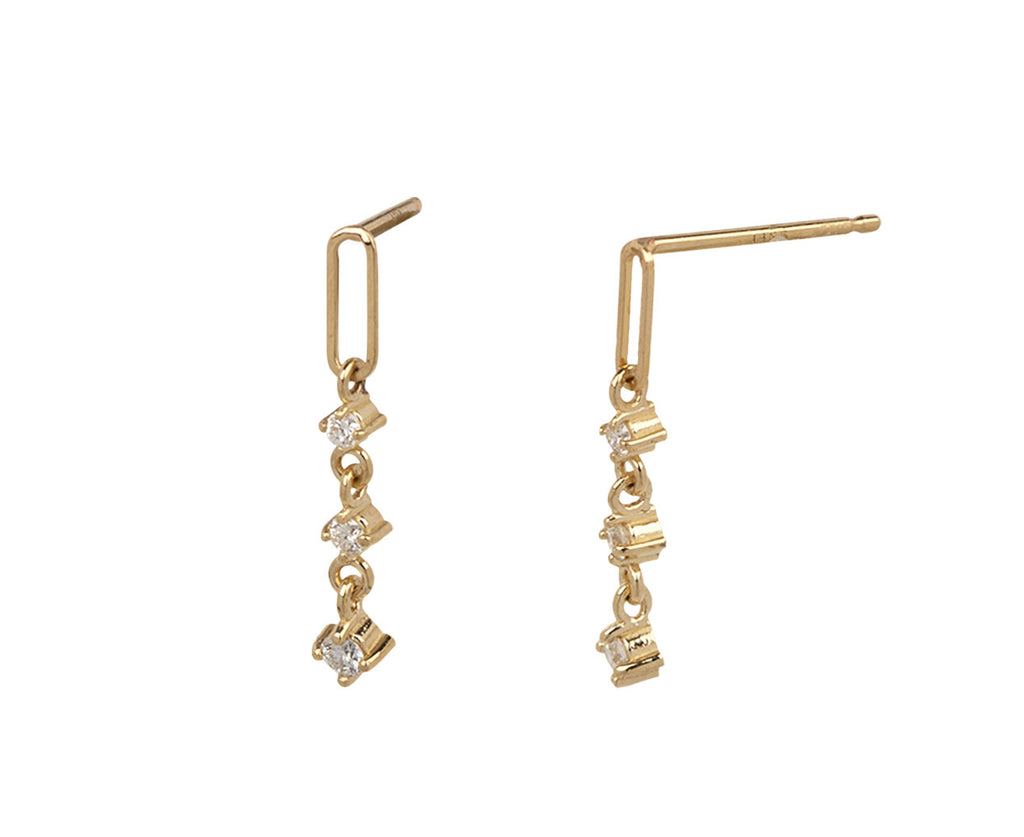 Zoë Chicco Small Paperclip Chain Link Earrings With Diamonds - Side View