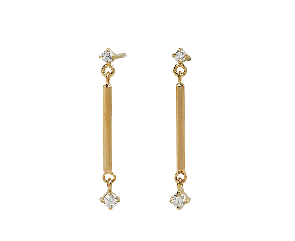 Zoë Chicco Square Bar Diamond Drop Earrings