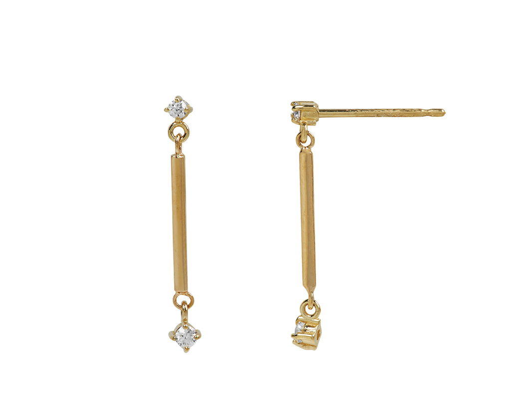 Zoë Chicco Square Bar Diamond Drop Earrings - Side View