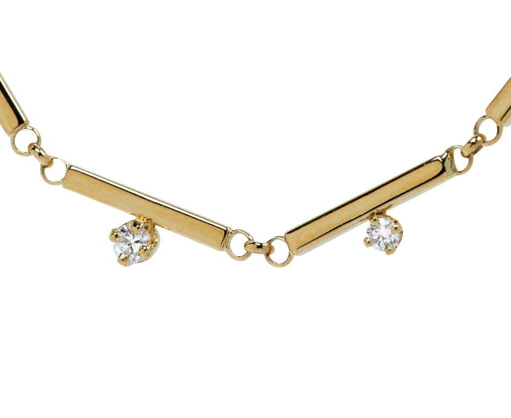 Zoë Chicco Gold and Diamond Bar Pendant Necklace - Closeup