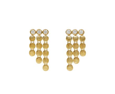 Diamond Puffed Link Waterfall Earrings
