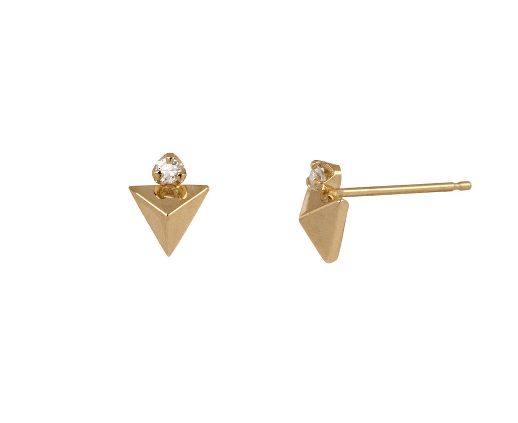 Zoë Chicco  Triangle Pyramid Stud Earrings - Side View