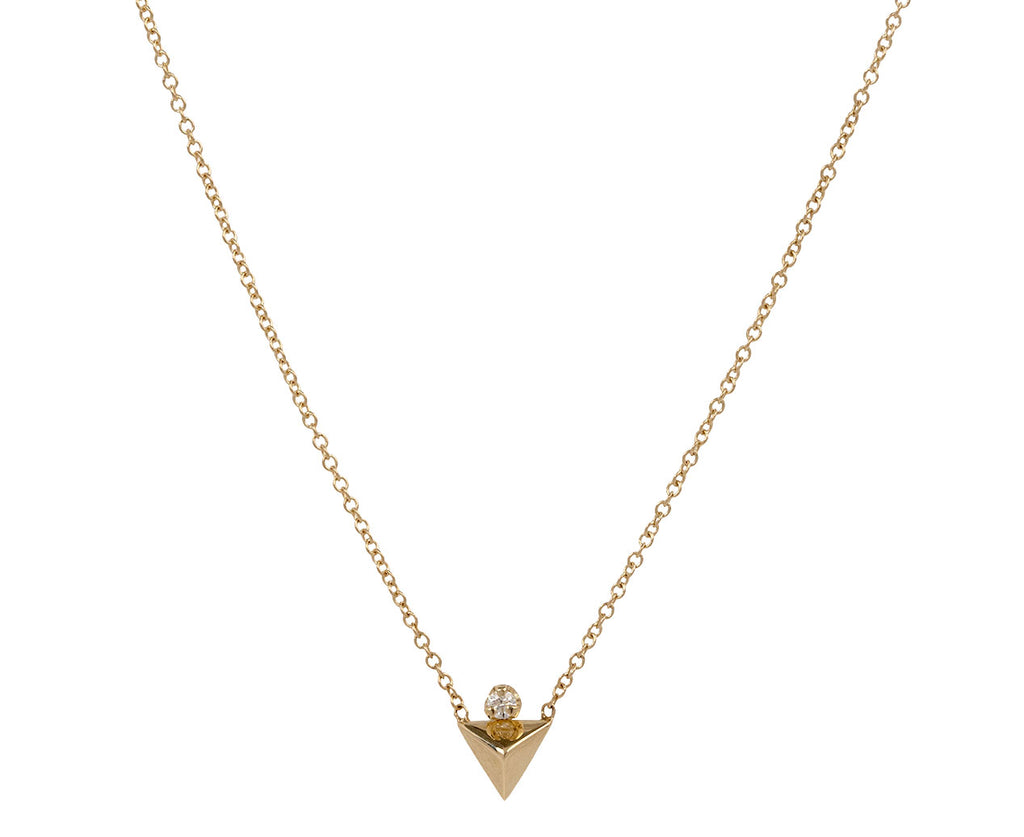 Zoë Chicco Small Triangle Pyramid Necklace With Diamond