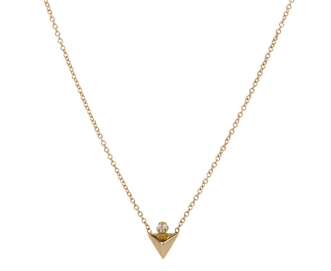 Zoë Chicco Small Triangle Pyramid Necklace With Diamond