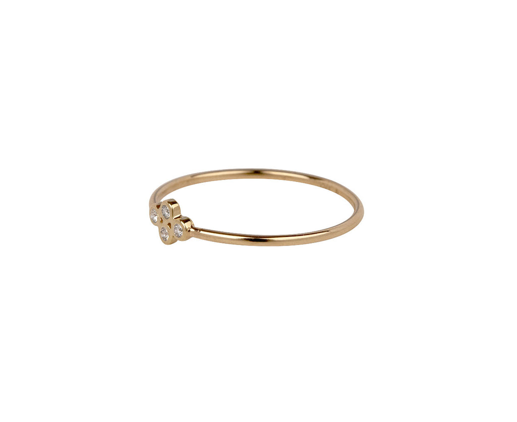 Zoë Chicco Tiny Quad Ring With Diamonds - Side View