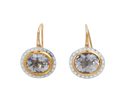 Oval Topaz Silver Tile Earrings