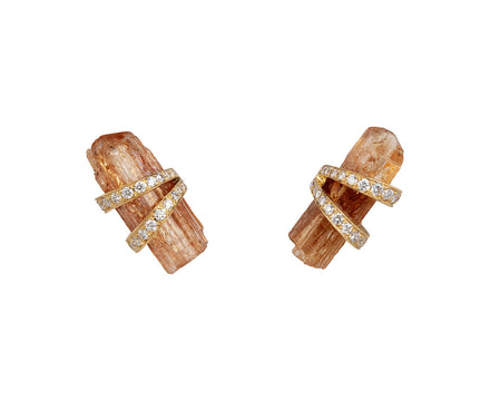 Imperial Topaz and Diamond Elemental Earrings