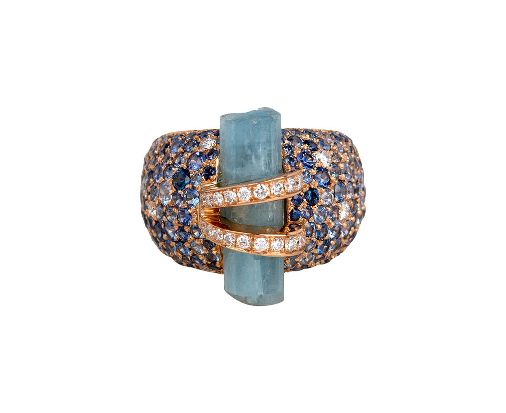 Aquamarine and Sapphire Bombee Ring