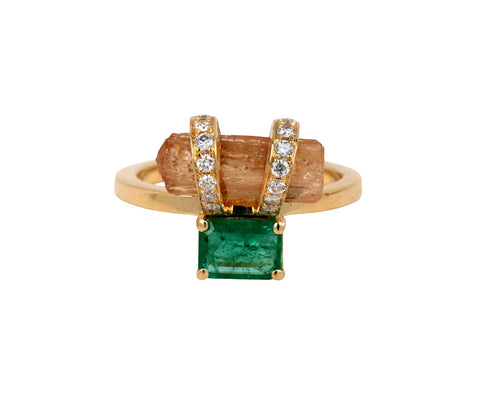 Imperial Topaz and Emerald Ring