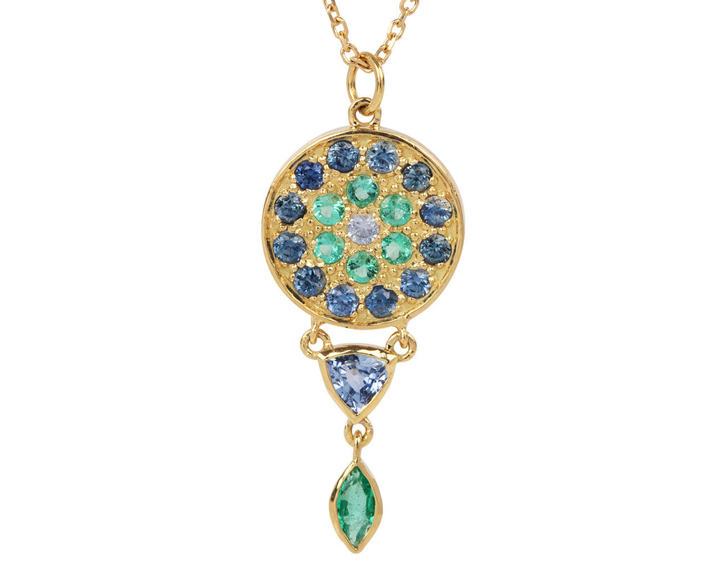 Sophie d'Agon Sapphire and Emerald Babystone 2 Necklace Close Up