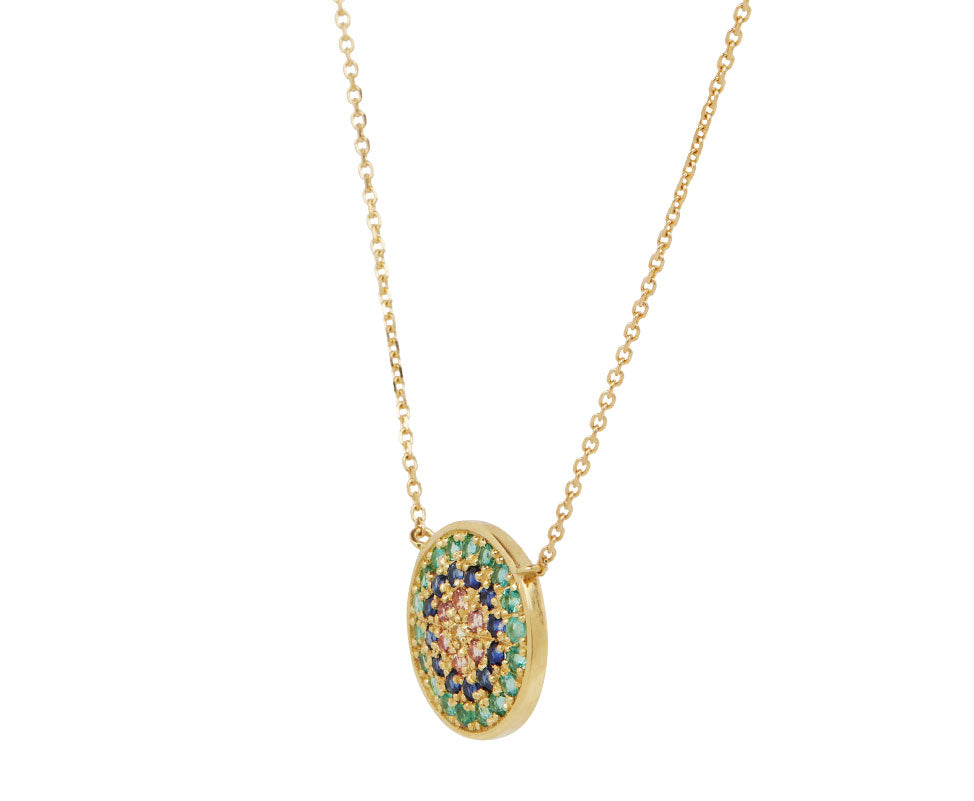 Sophie d'Agon Emerald and Sapphire Yellowstone 1 Necklace Side View
