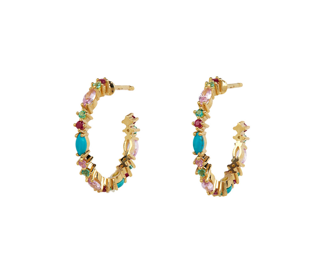 Sophie d'Agon Multi Stone Gaia 2 Hoop Earrings