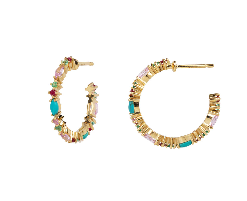 Sophie d'Agon Multi Stone Gaia 2 Hoop Earrings Side View