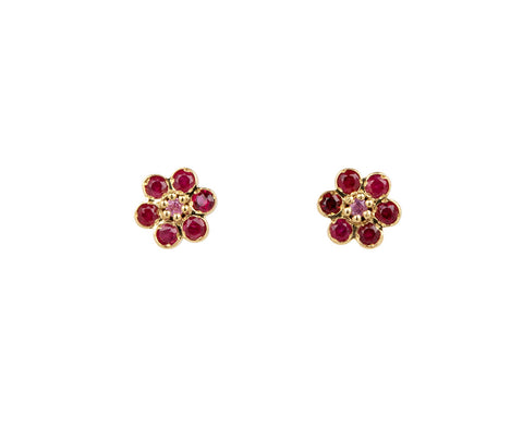 Sophie d'Agon Ruby Miniflower 4 Stud Earrings
