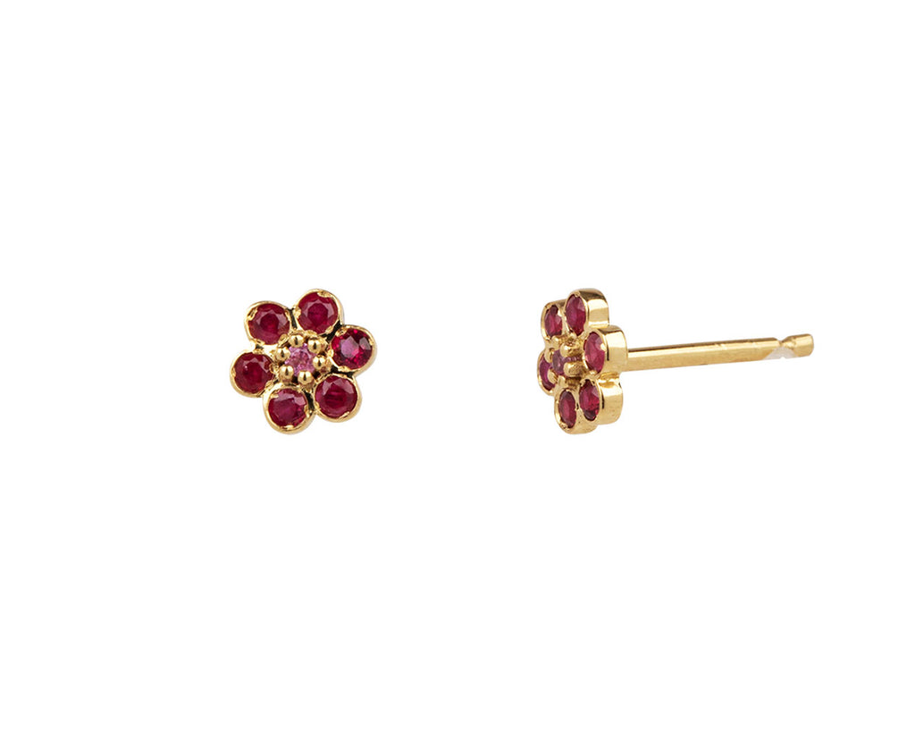Sophie d'Agon Ruby Miniflower 4 Stud Earrings Side View