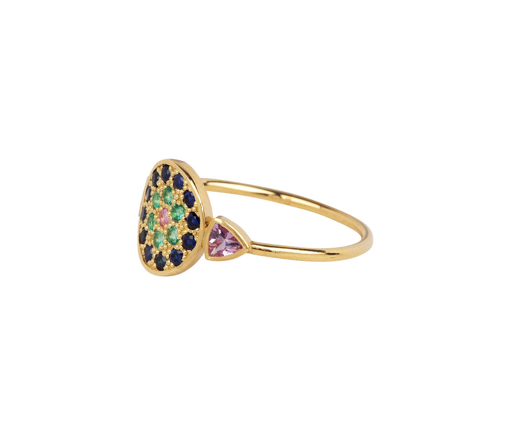 Sophie d'Agon Sapphire and Emerald Babystone 2 Ring Side View