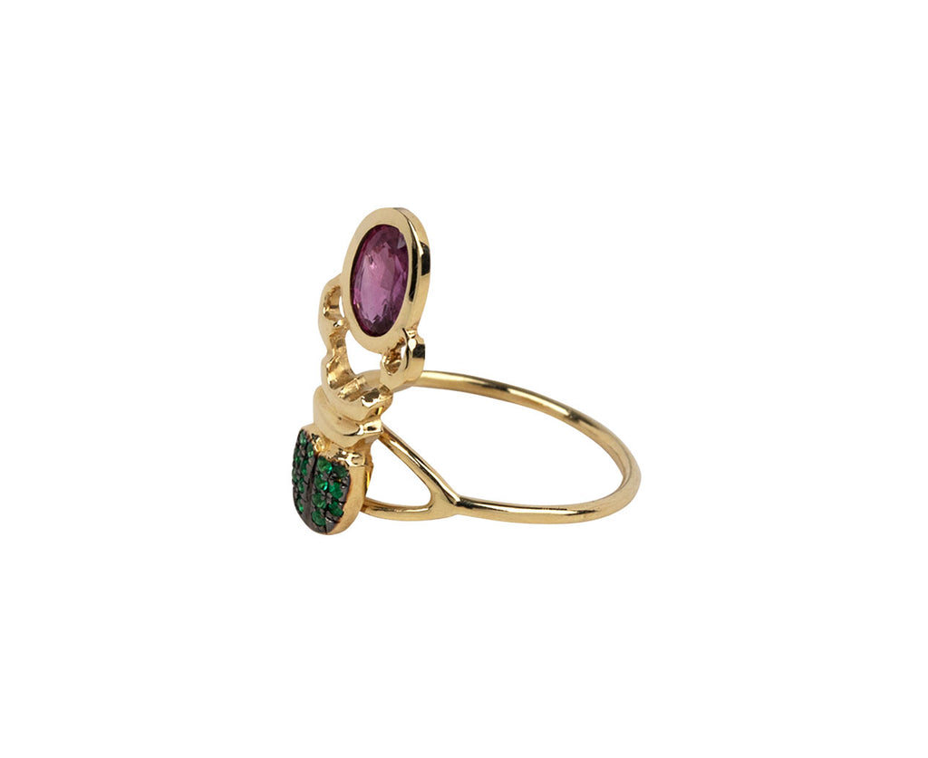 Emerald and Burgundy Sapphire Khepri Ring