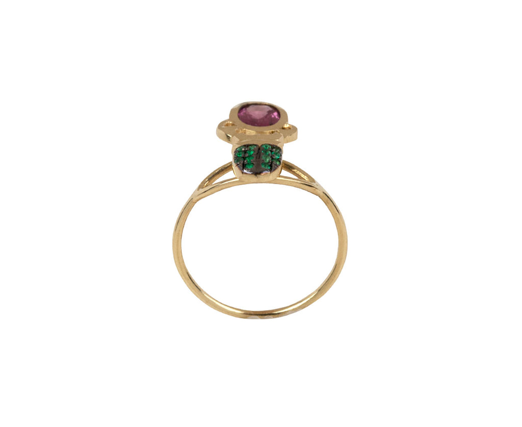 Emerald and Burgundy Sapphire Khepri Ring