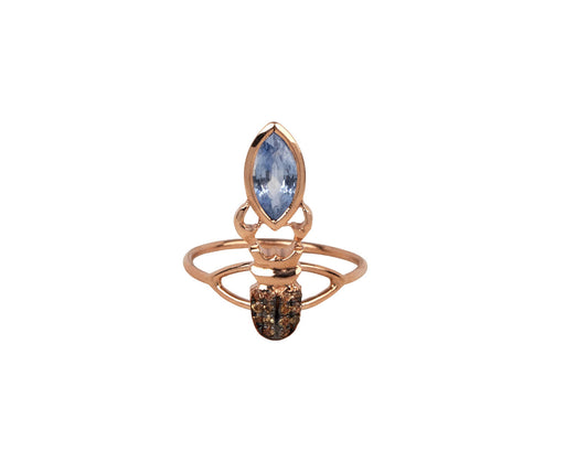 Orange and Blue Sapphire Khepri Ring