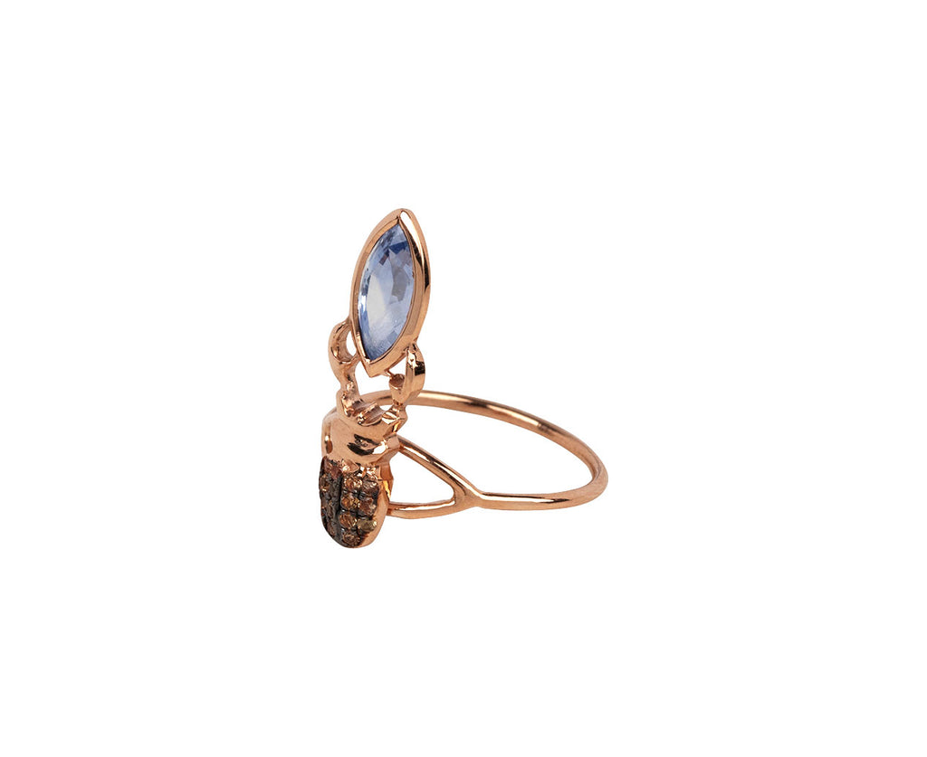Orange and Blue Sapphire Khepri Ring