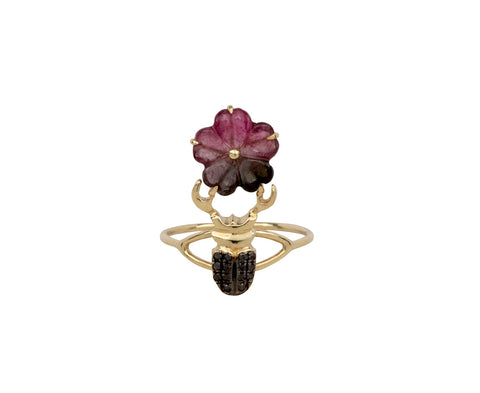 Tourmaline Flower Khepri Ring