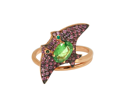 Baby Manta Ray 18KPG CT 0.51 burgundy  sapphires CT  0.85 tsavorites - TWISTonline 