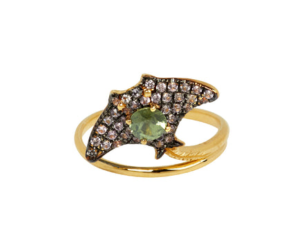 Preemie Manta Ray 18KYG  CT 0.38 white diamonds CT 4.5  malachite CT 4.7 lapis - TWISTonline 