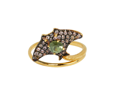 Preemie Manta Ray 18KYG  CT 0.38 white diamonds CT 4.5  malachite CT 4.7 lapis - TWISTonline 