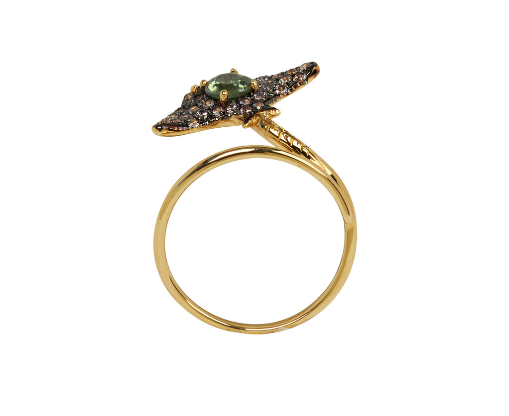 Preemie Manta Ray 18KYG  CT 0.38 white diamonds CT 4.5  malachite CT 4.7 lapis - TWISTonline 