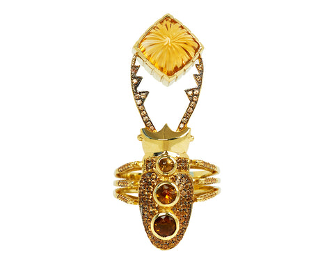 Mithras CT 6.6 carved citrine CT 1.52 mustard sapphires CT 0.35 Amethysts 18kyg - TWISTonline 
