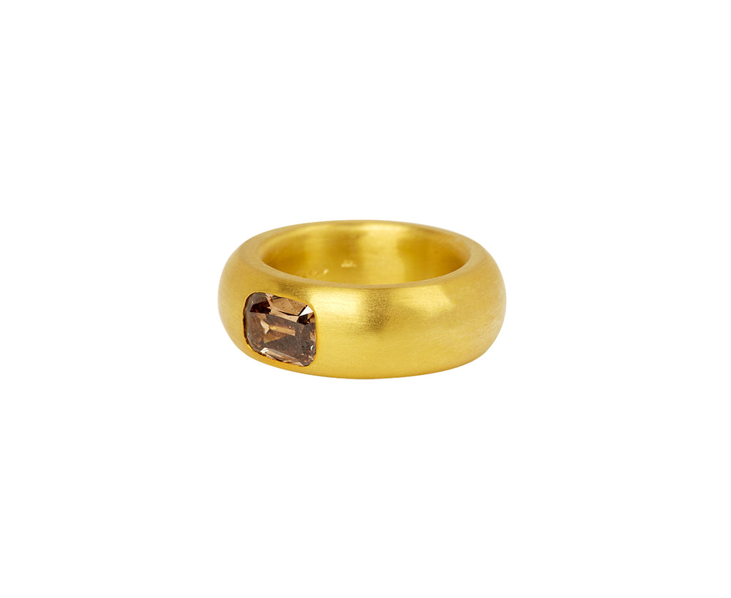 Old Cushion Cut Brown Diamond Oversized Signature Band