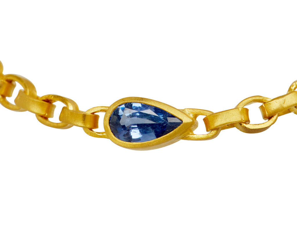 Pear Blue Sapphire Signature Chain Bracelet