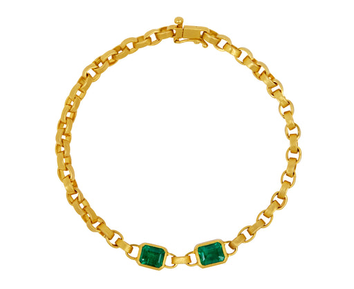 Double Emerald Signature Chain Bracelet
