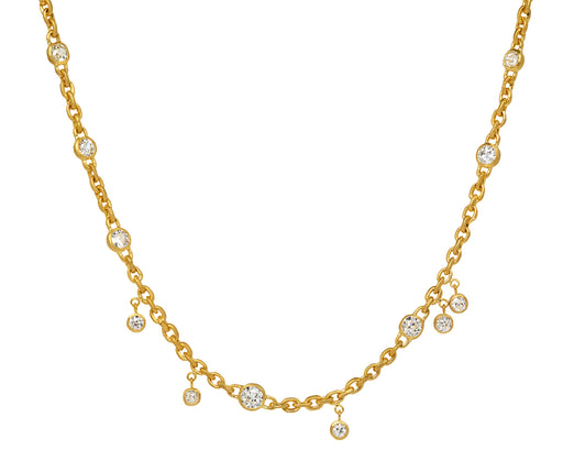 Old Mine Cut Diamond Single Strand Draped Fairy Chain