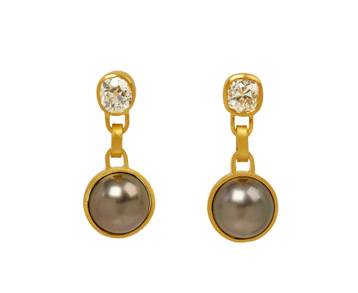 Diamond and Tahitian Pearl Drop Earrings - TWISTonline 