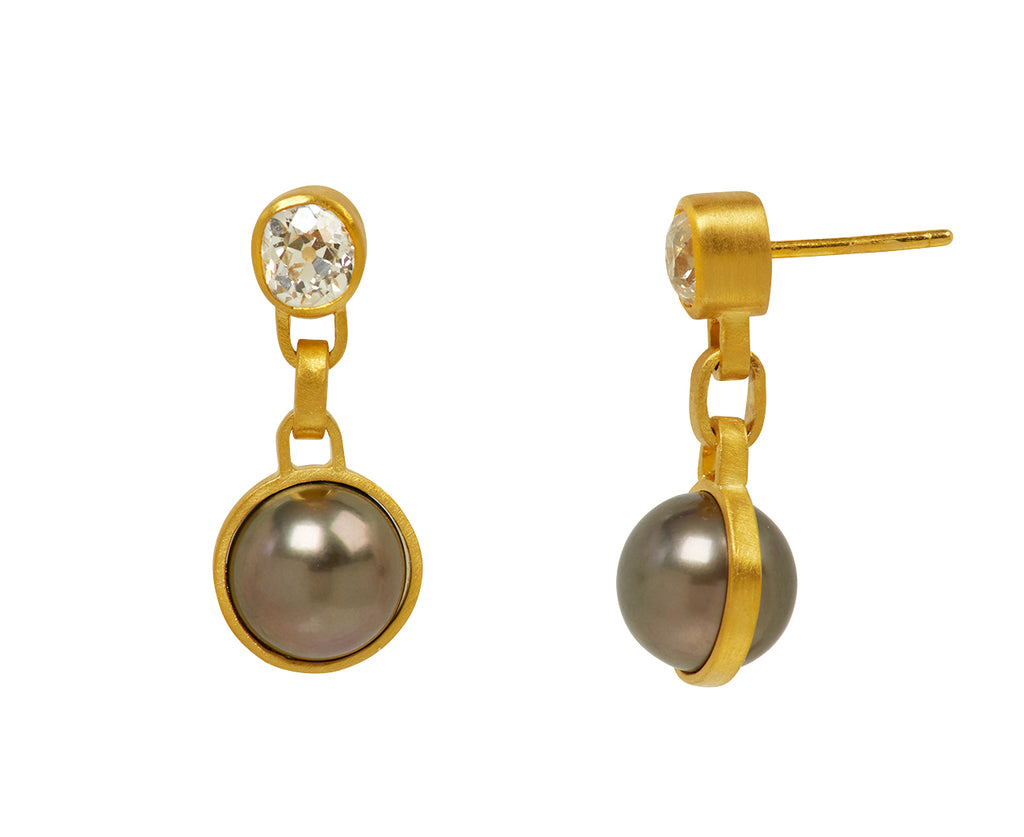 Diamond and Tahitian Pearl Drop Earrings - TWISTonline 