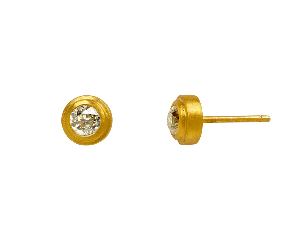 Old European Cut Diamond Ziggurat Stud Earrings