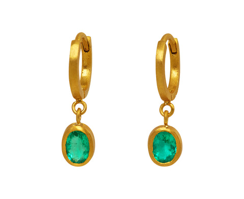 Oval Emerald Drop Fairy Hoop Earrings - TWISTonline 