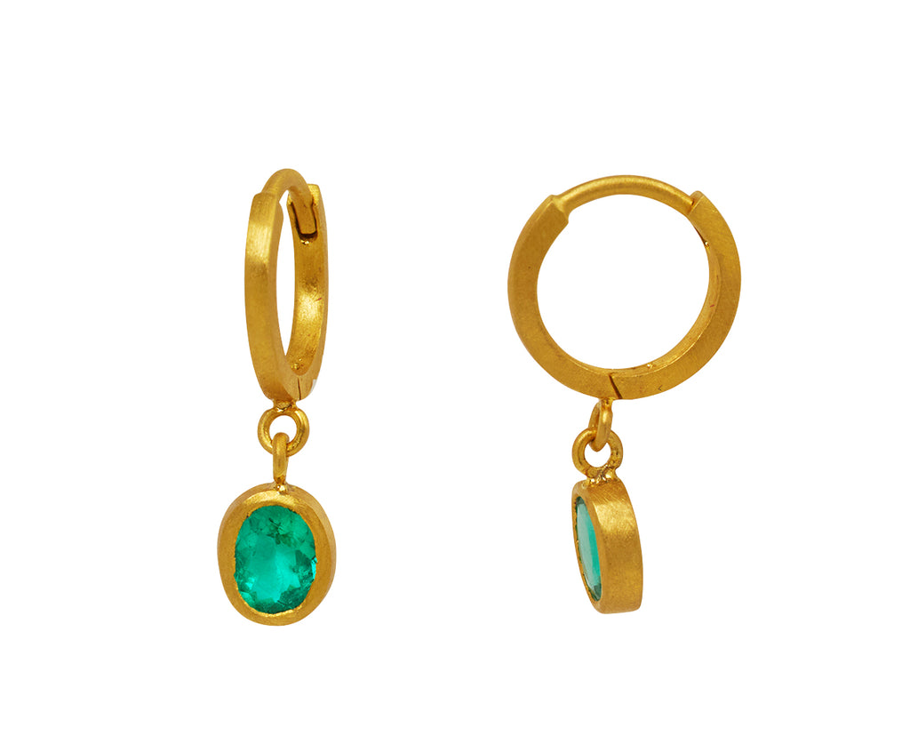 Oval Emerald Drop Fairy Hoop Earrings - TWISTonline 