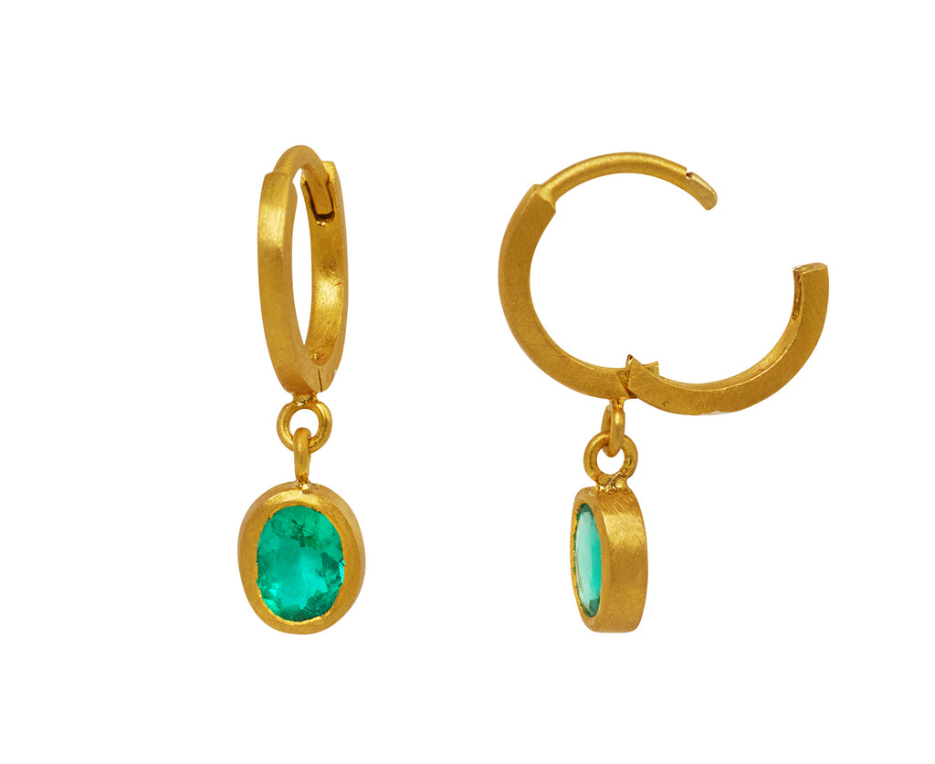 Oval Emerald Drop Fairy Hoop Earrings - TWISTonline 