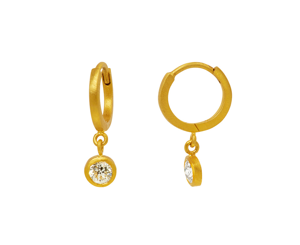 Old Mine Cut Diamond Drop Fairy Hoop Earrings