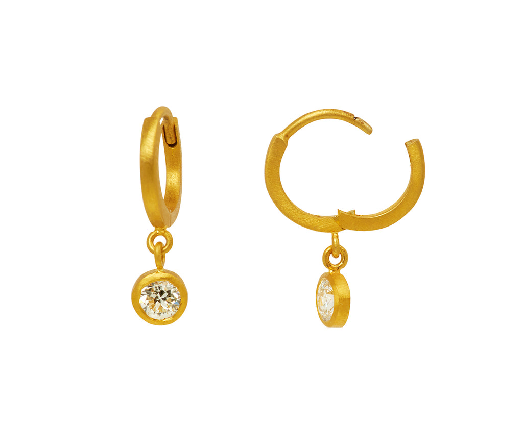 Old Mine Cut Diamond Drop Fairy Hoop Earrings