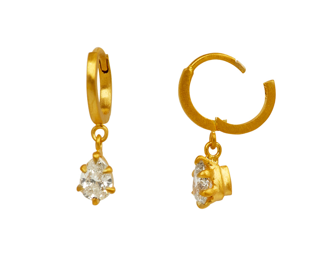 Diamond Drop Claw Fairy Hoop Earrings