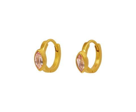 Padparadscha Sapphire Fairy Huggie Hoop Earrings