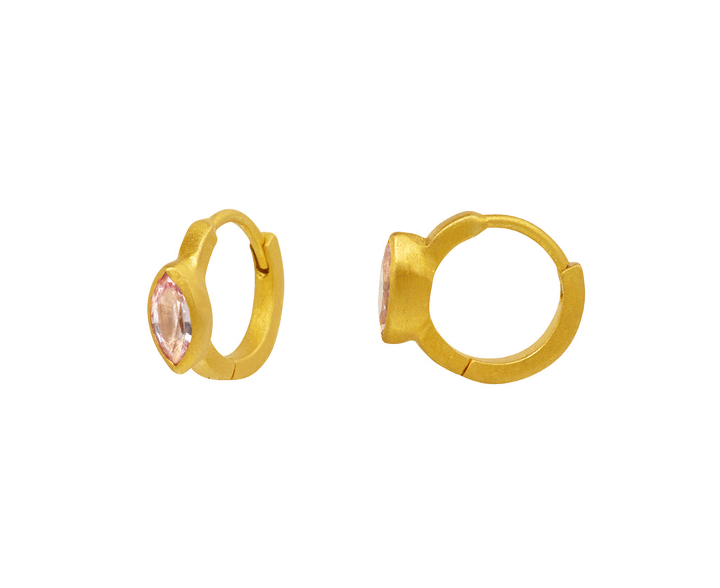 Padparadscha Sapphire Fairy Huggie Hoop Earrings