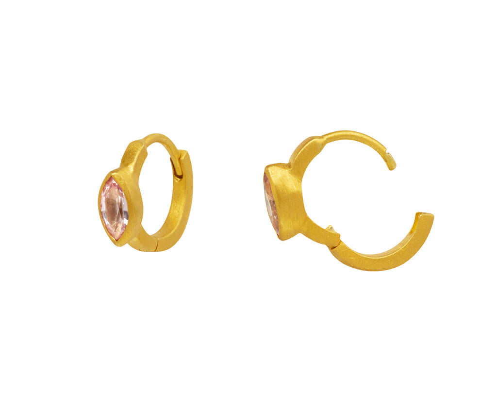 Padparadscha Sapphire Fairy Huggie Hoop Earrings