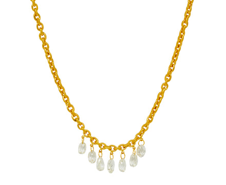 Diamond Briolette Diamond Drop Fairy Chain Necklace