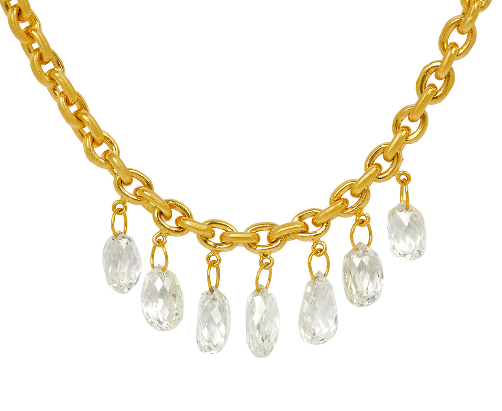 Diamond Briolette Diamond Drop Fairy Chain Necklace